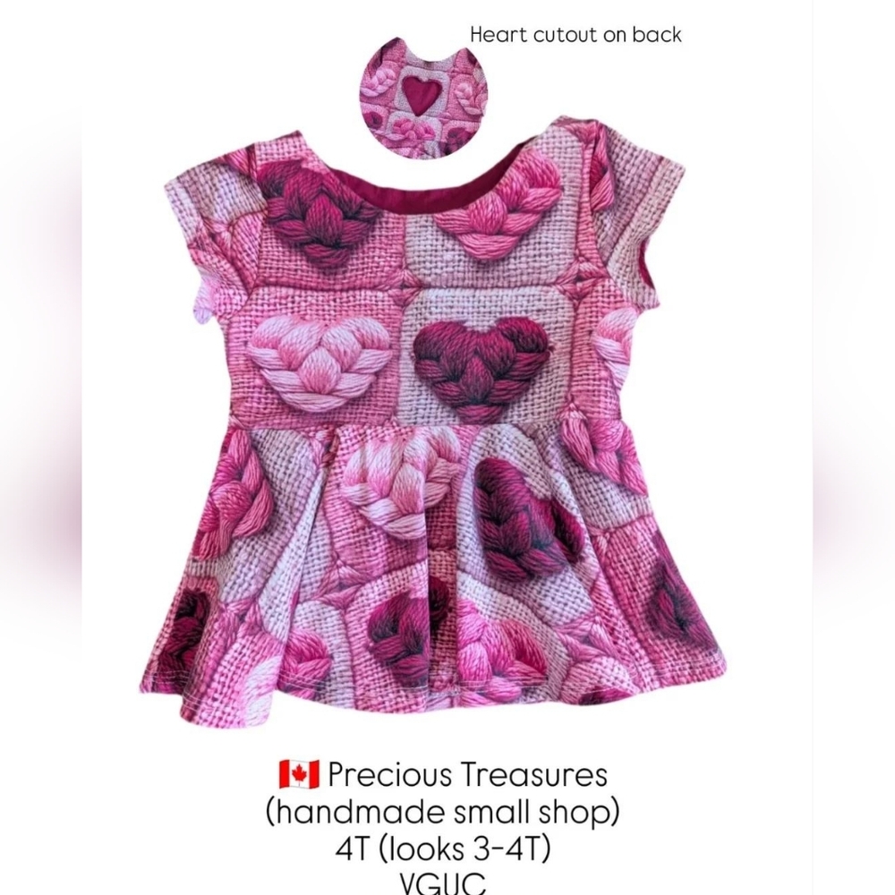 🇨🇦 Precious Treasures Pink Heart Cut‎ Out Short Sleeve Tee